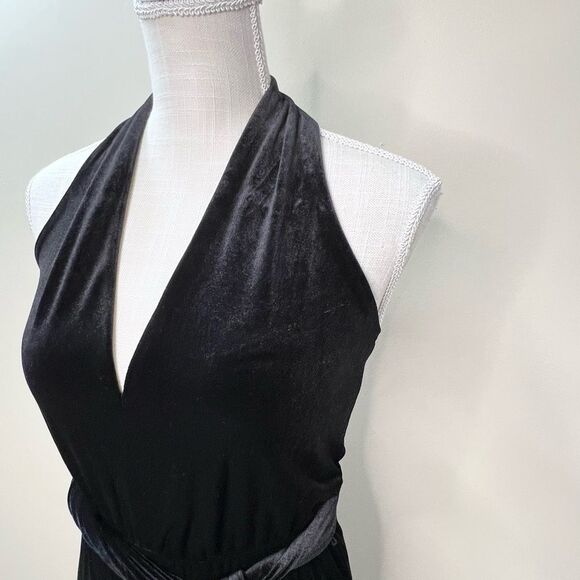 Banana Republic Factory Black Velvet Halter Neck Jumpsuit 2P 2 Petite - Picture 4 of 13